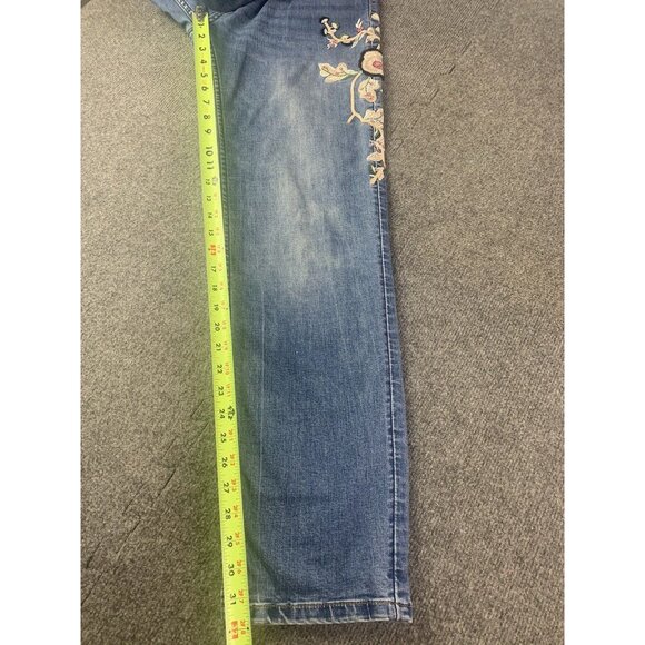 Desigual Womens Cotton Blend Embroidered Jeans Size 32x32 Multicolor - Picture 10 of 11